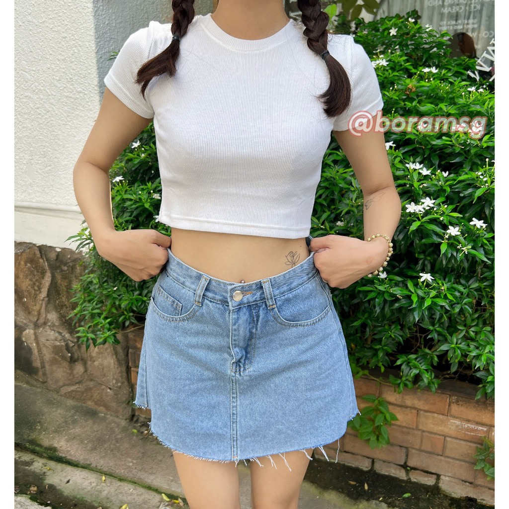 Chân váy jean lưng cao BORAM SG (có quần bảo hộ)