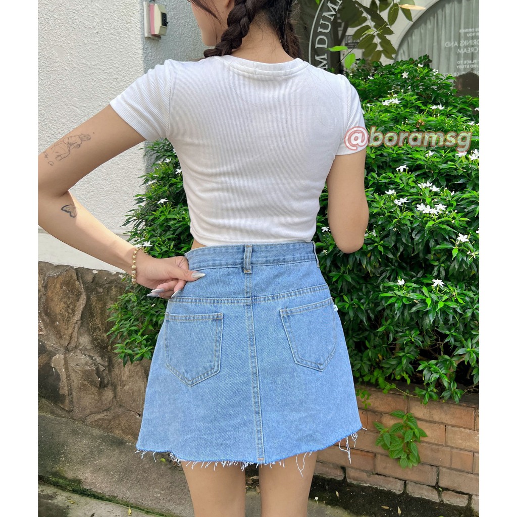 Chân váy jean lưng cao BORAM SG (có quần bảo hộ)