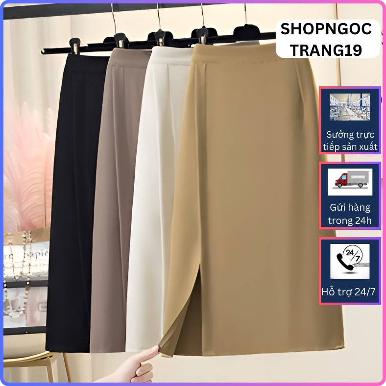 chân váy phối xẻ dáng a xuông 65cm chất tuyết mưa loại 1 cao cấp_thời trang công sở nữ_shopngoctrang19