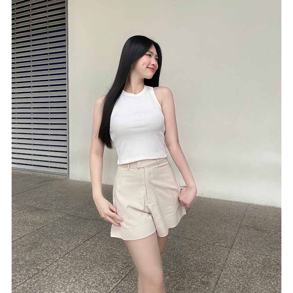 Quần shorts lưng cao quai nhê, quần đùi basic BORAM SG