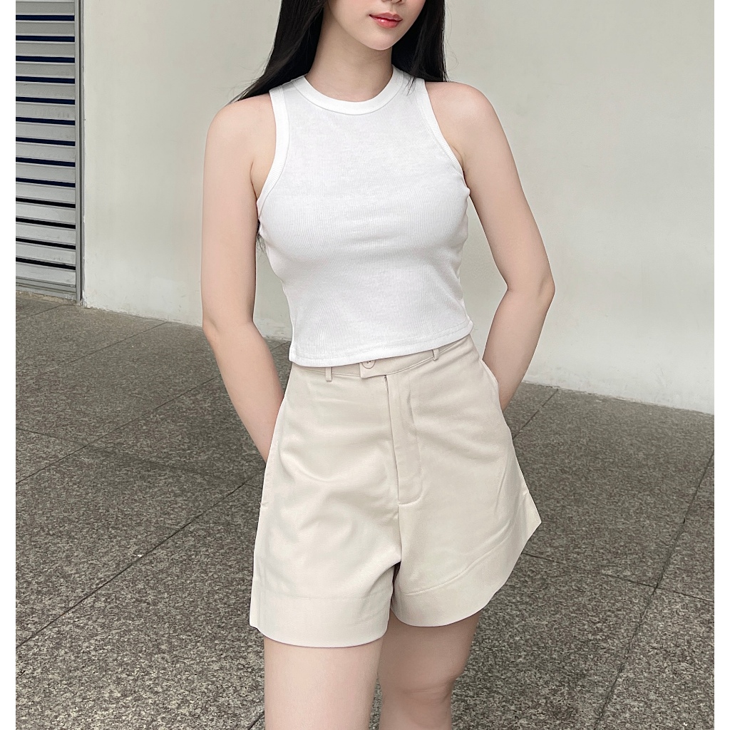 Quần shorts lưng cao quai nhê, quần đùi basic BORAM SG