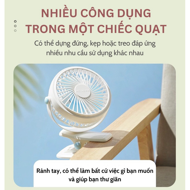 Quạt Tích Điện Để Bàn MELING - Quạt Kẹp Mini MELING Pin Khủng Kẹp Xoay 720 Độ Chạy Cực Êm Sử Dụng 6 Giờ Liên Tiếp