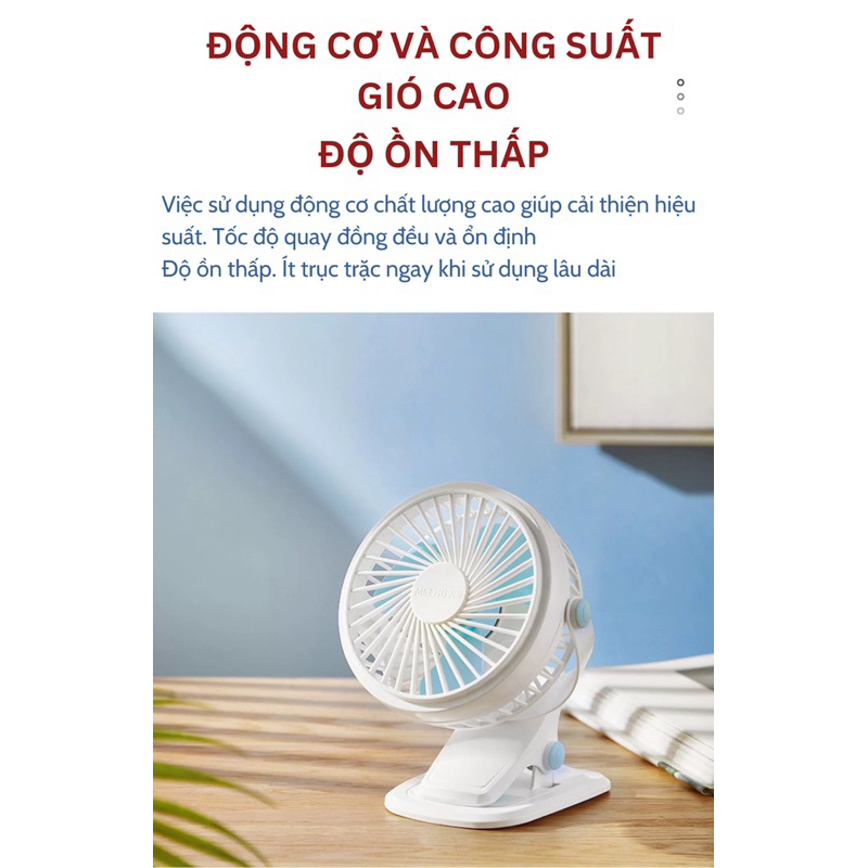 Quạt Tích Điện Để Bàn MELING - Quạt Kẹp Mini MELING Pin Khủng Kẹp Xoay 720 Độ Chạy Cực Êm Sử Dụng 6 Giờ Liên Tiếp