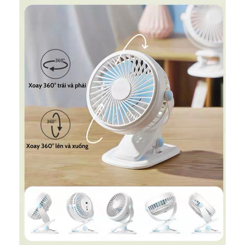 Quạt Tích Điện Để Bàn MELING - Quạt Kẹp Mini MELING Pin Khủng Kẹp Xoay 720 Độ Chạy Cực Êm Sử Dụng 6 Giờ Liên Tiếp
