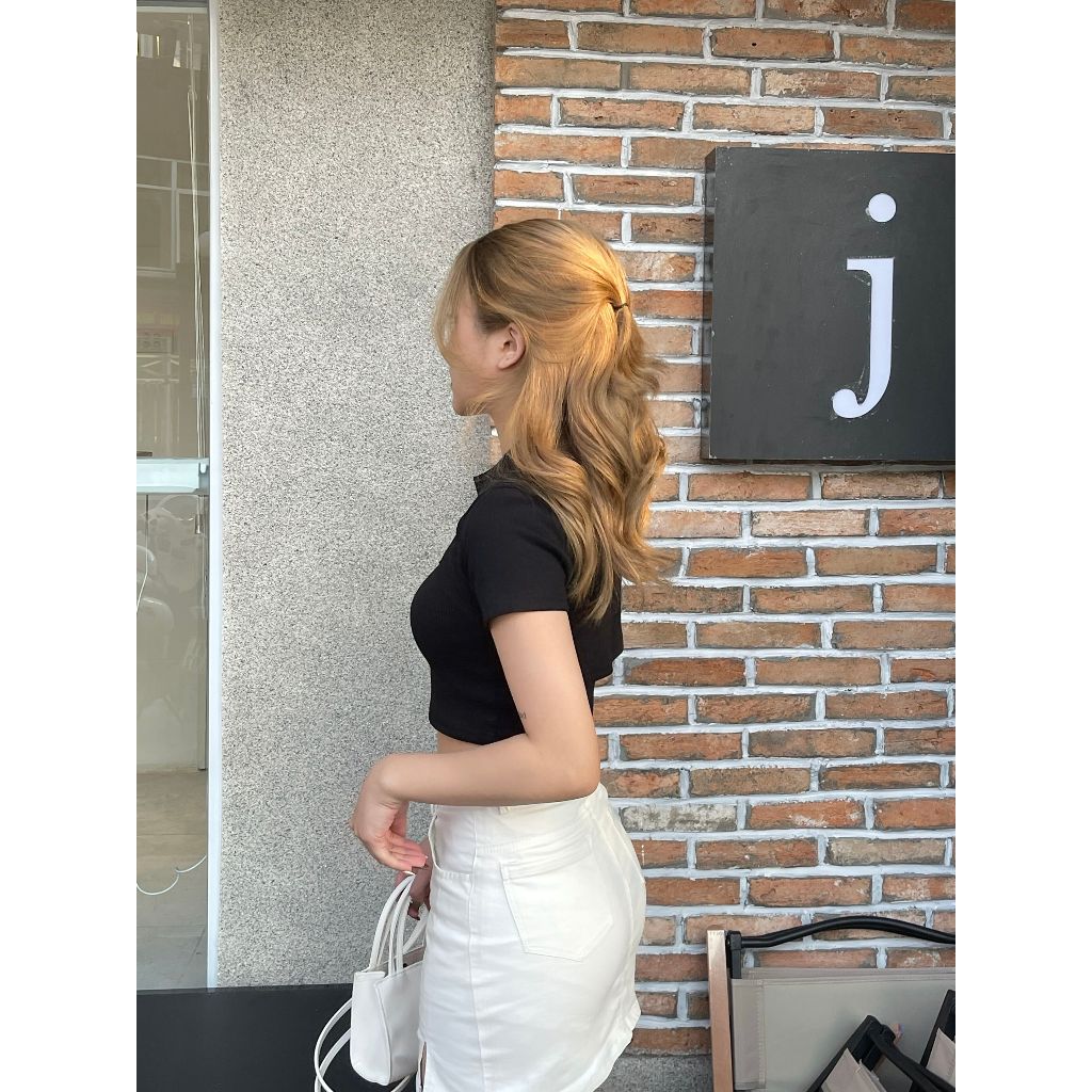 Set áo croptop bo gân tay ngắn mix áo 2 dây BORAM SG