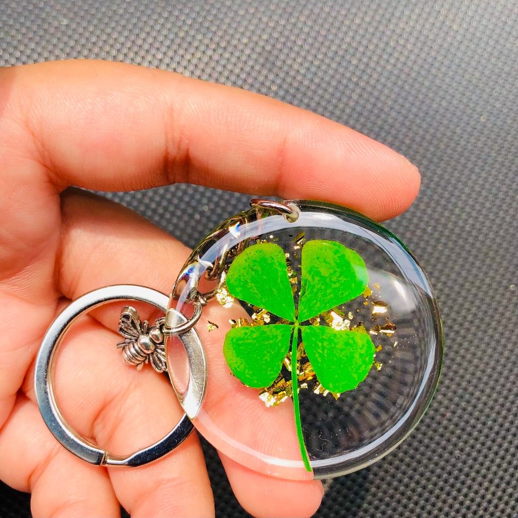 Móc khóa cỏ 4 lá may mắn 23 mẫu - thêm chữ theo yêu cầu -quà tặng ...