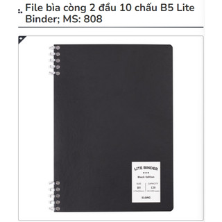 KLONG - File bìa còng 2 đầu 10 chấu B5 Lite Binder; MS: 808 ♥ Có thể mua riêng bìa, riêng ruột CARO / LINE / DOT tự chọn