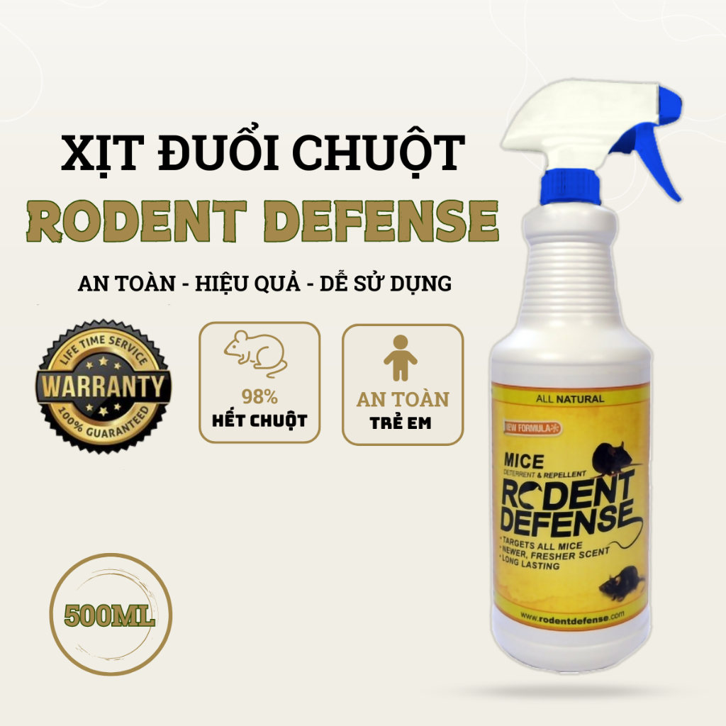 Xịt đuổi chuột Rodent Defense 500ml, đuổi chuột nhanh chóng, bảo vệ ...