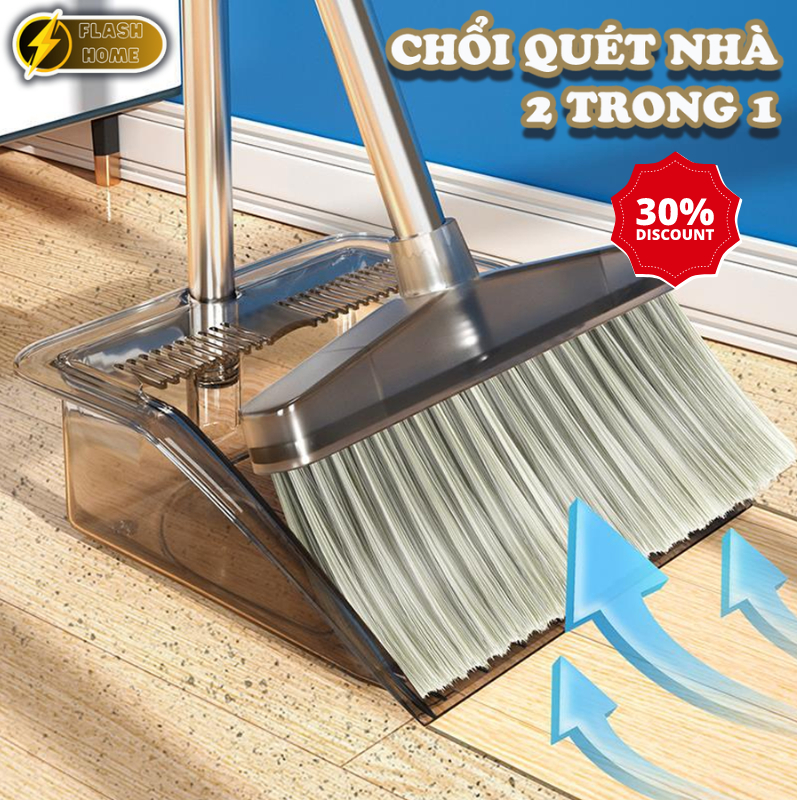 Bộ chổi quét nhà kèm hót rác HFLASH 2 trong 1 đa năng, gấp gọn tiện lợi ...