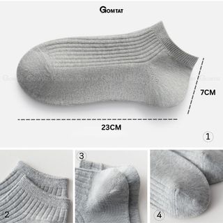 Combo 4 đôi tất vớ nam ngắn cổ GOMTAT, hoạ tiết gân chìm trơn màu chất liệu cotton khử mùi, mềm mại - NT2-FIVE-2005-CB4