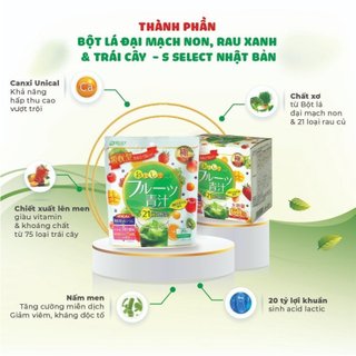 Bột Lá Đại Mạch Non Rau Xanh Và Trái Cây Bổ Sung Canxi Hấp Thụ, Thải Độc Cơ Thể S Select 3g/Gói - Túi 20 Gói