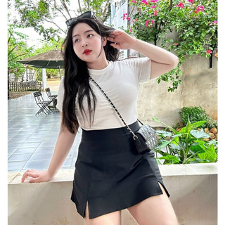 Chân Váy Chữ A Bigsize Nữ Xẻ Tà Hai Bền Có Quần Bảo Hộ Khóa Kéo Vải Umi Hàn Co Giãn CVX