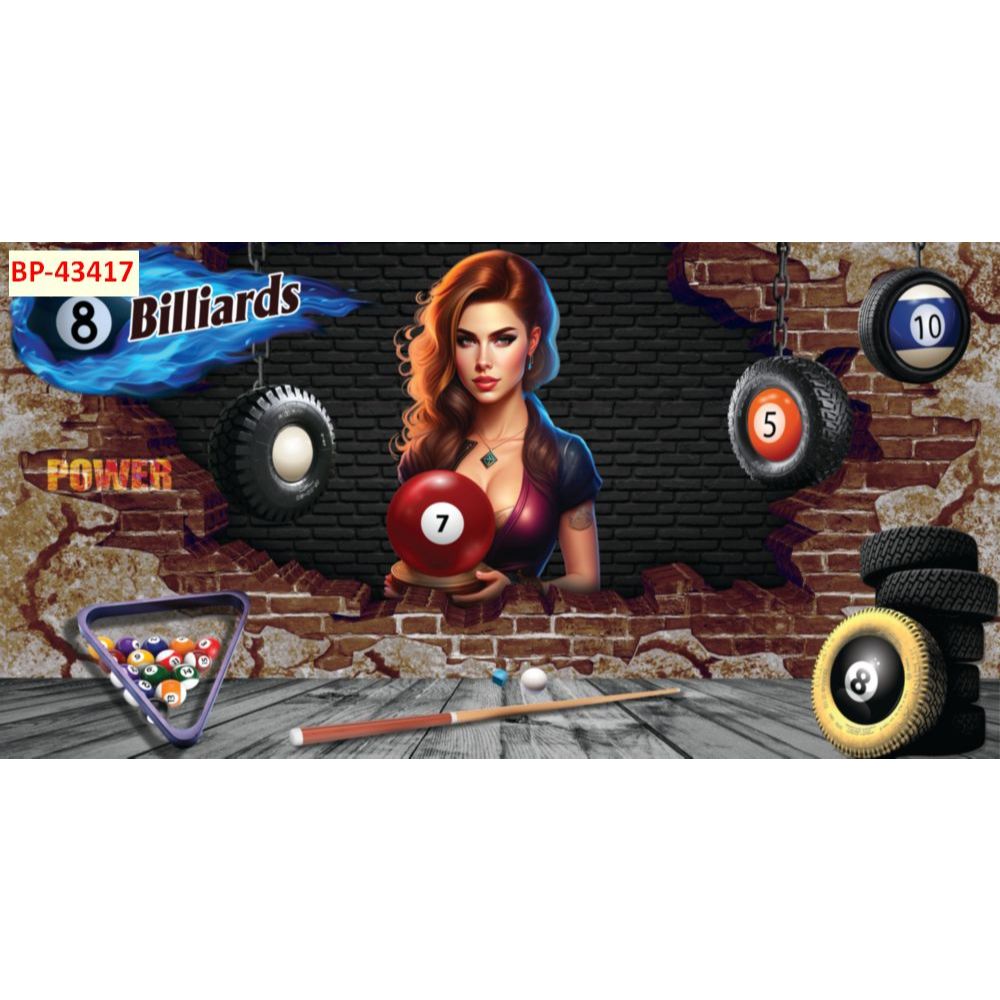 Tranh Vải Lụa Kim Sa 3D dán tường mẫu chủ đề bi-a billards cô gái quyến rũ, tặng keo+dụng cụ