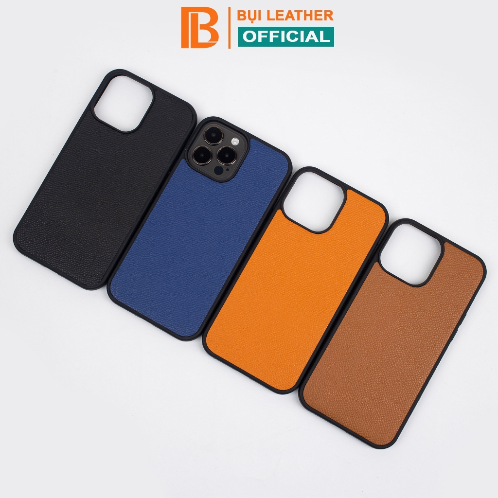 Ảnh Ốp lưng Iphone thủ công da epsom cao cấp- màu đơn sắc- viền TPU chống sốc Bụi Leather 1