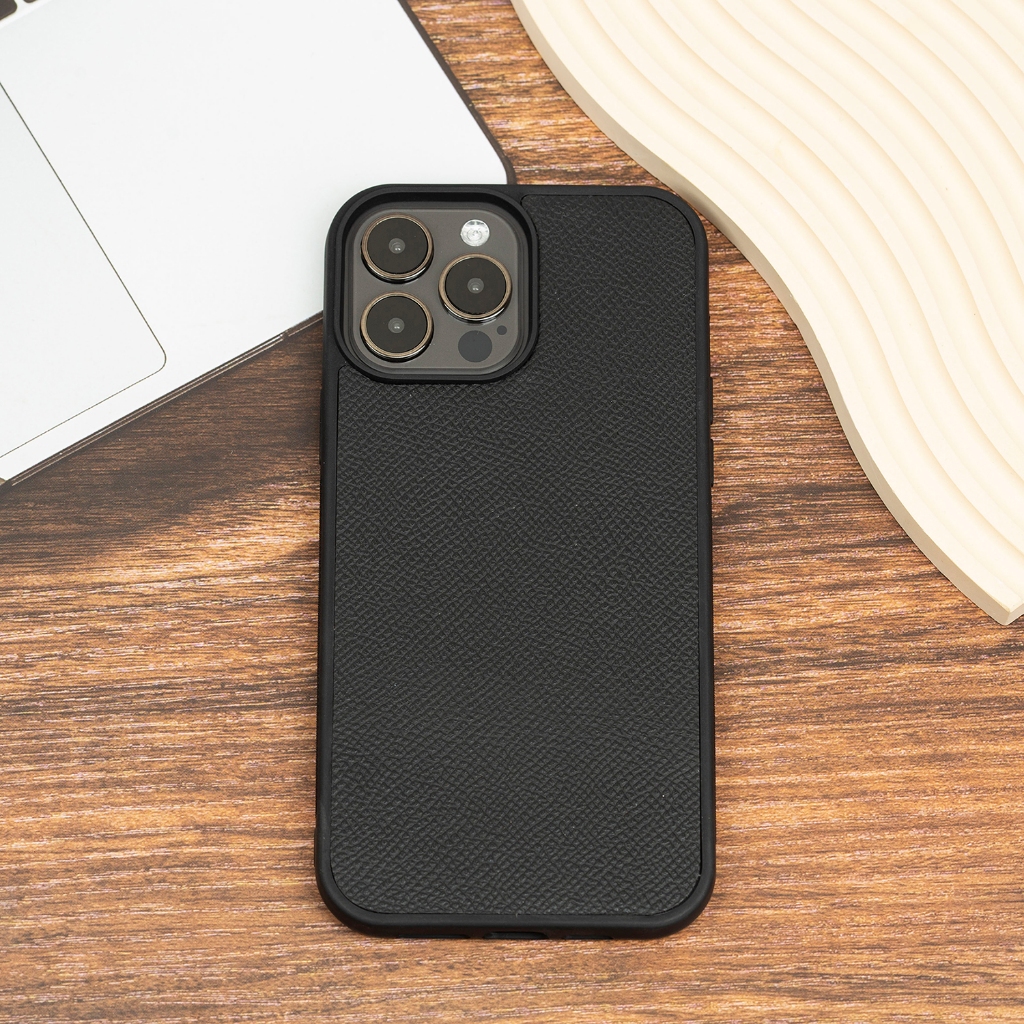 Ảnh Ốp lưng Iphone thủ công da epsom cao cấp- màu đơn sắc- viền TPU chống sốc Bụi Leather 3