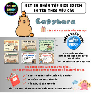 [ IN TÊN THEO YÊU CẦU] Nhãn Vở/Sách CAPYBARA In Theo Yêu Cầu  - ColorBoom