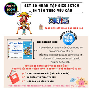 [ IN TÊN THEO YÊU CẦU] Nhãn Vở ONE PIECE In Theo Yêu Cầu - Set 30 Nhãn size 5x7cm - ColorBoom