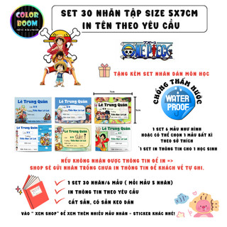 [ IN TÊN THEO YÊU CẦU] Nhãn Vở ONE PIECE In Theo Yêu Cầu - Set 30 Nhãn size 5x7cm - ColorBoom