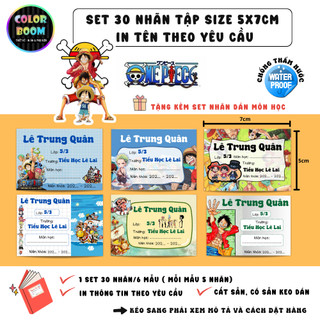 [ IN TÊN THEO YÊU CẦU] Nhãn Vở ONE PIECE In Theo Yêu Cầu - Set 30 Nhãn size 5x7cm - ColorBoom