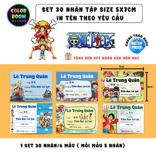 [ IN TÊN THEO YÊU CẦU] Nhãn Vở ONE PIECE In Theo Yêu Cầu - Set 30 Nhãn size 5x7cm - ColorBoom