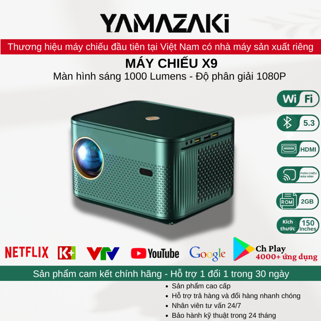 Máy chiếu mini Yamazaki X9 cao cấp với độ phân giải FULL HD rom 32gb ...