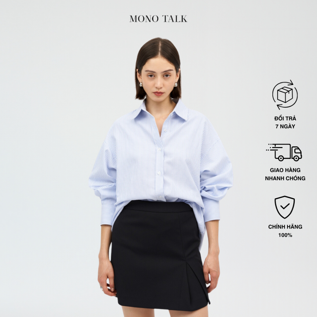 Ảnh Áo sơ mi oversized MONO TALK (kẻ sọc) chất liệu oxford T10001FT 1