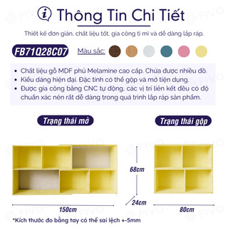 [Freeship Toàn Quốc] Kệ Sách Cho Bé FIVO FB71 Màu Vàng, Lắp Ráp Dễ Dàng Chất Liệu Gỗ Cao Cấp, An Toàn, Nhiều Màu Sắc