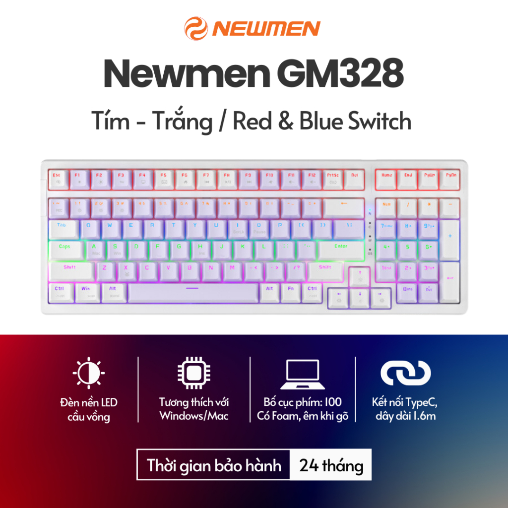 Bàn phím cơ Newmen GM328 E-Sports - Gaming, Văn phòng, Có dây tháo rời ...