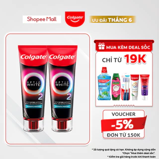 Bộ 2 Kem Đánh Răng Colgate trắng răng TRONG 3 NGÀY Optic White O2 với Oxy Hoạt Tính 85g/tuýp