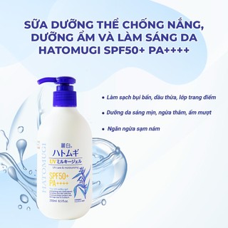 Sữa Dưỡng Thể Chống Nắng Reihaku Hatomugi Mỏng Nhẹ Thấm Nhanh Giúp Trắng Da, Dưỡng Ẩm Nâng Tone Nhật Bản