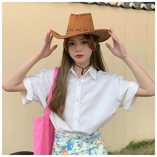 Áo sơ mi nữ trơn tay ngắn Forgirl áo sơ mi basic cổ đức T055
