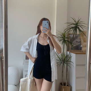 Áo sơ mi nữ trơn tay ngắn Forgirl áo sơ mi basic cổ đức T055