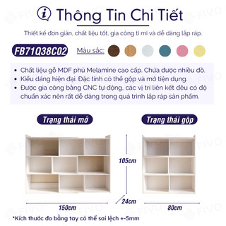 [Freeship Toàn Quốc] Kệ Gỗ Trang Trí Để Sàn FIVO FB71 Màu Trắng Cao Cấp, Thiết Kế Thông Minh Có Thể Đóng Mở Tùy Thích