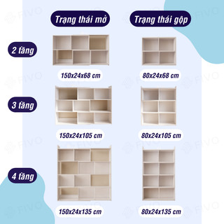 [Freeship Toàn Quốc] Kệ Gỗ Trang Trí Để Sàn FIVO FB71 Màu Trắng Cao Cấp, Thiết Kế Thông Minh Có Thể Đóng Mở Tùy Thích