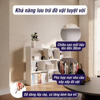 [Freeship Toàn Quốc] Kệ Gỗ Trang Trí Để Sàn FIVO FB71 Màu Trắng Cao Cấp, Thiết Kế Thông Minh Có Thể Đóng Mở Tùy Thích