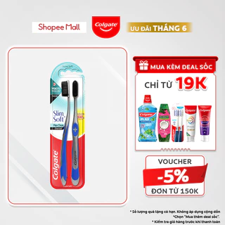 Bộ 2 bàn chải Colgate Slimsoft Flex Clean Charcoal nguyên khối than hoạt tính kháng khuẩn