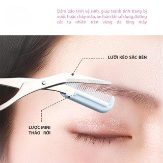 Kéo tỉa lông mày, kéo cắt tỉa lông mày có lược, dụng cụ tỉa lông mày thép không rỉ tạo hình lông mày