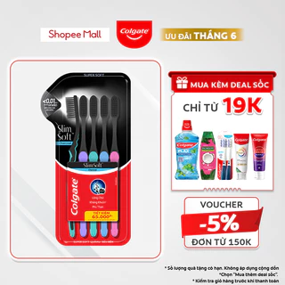 Bộ 5 Bàn chải Colgate SlimSoft Charcoal than hoạt tính kháng khuẩn siêu mềm mảnh