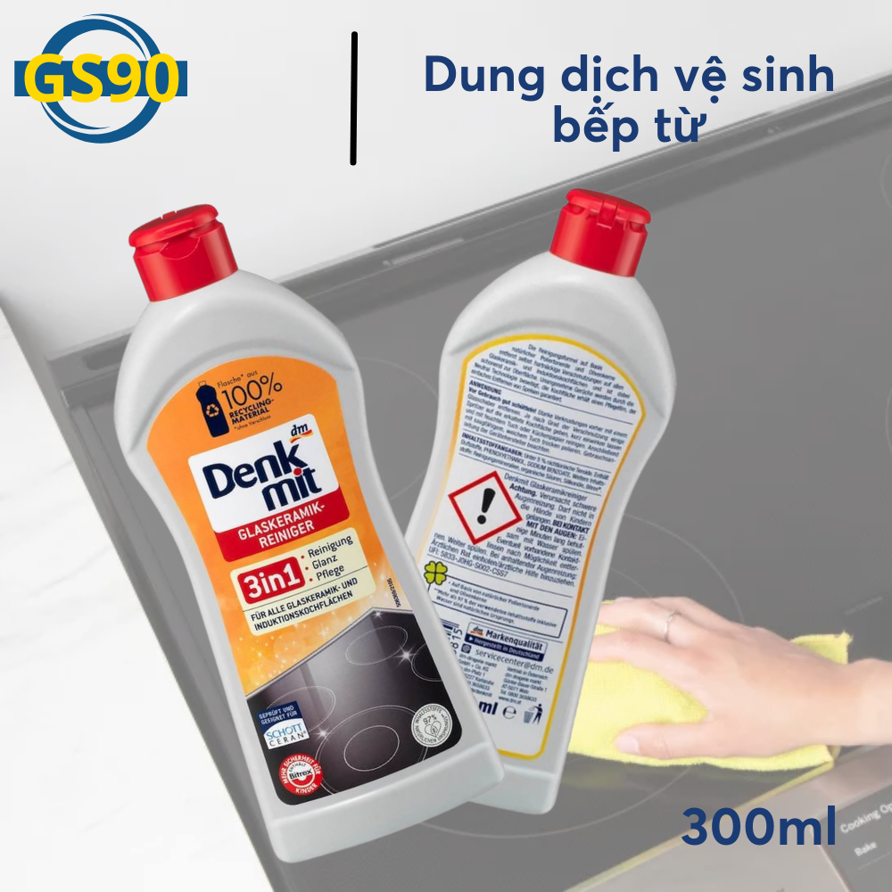 Dung dịch vệ sinh tẩy rửa inox, bồn rửa chén bát, tẩy dầu mỡ bếp DENKMIT 3IN1 chai 300ml Hàng Đức