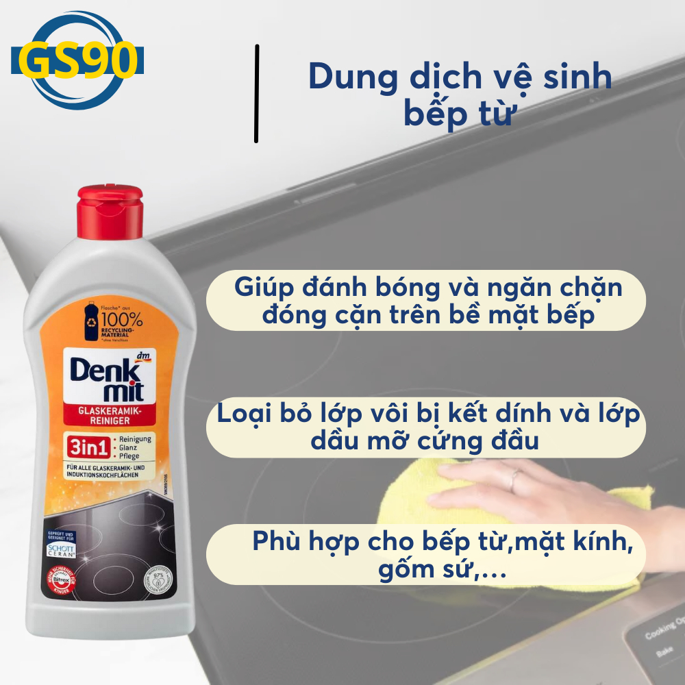 Dung dịch vệ sinh tẩy rửa inox, bồn rửa chén bát, tẩy dầu mỡ bếp DENKMIT 3IN1 chai 300ml Hàng Đức
