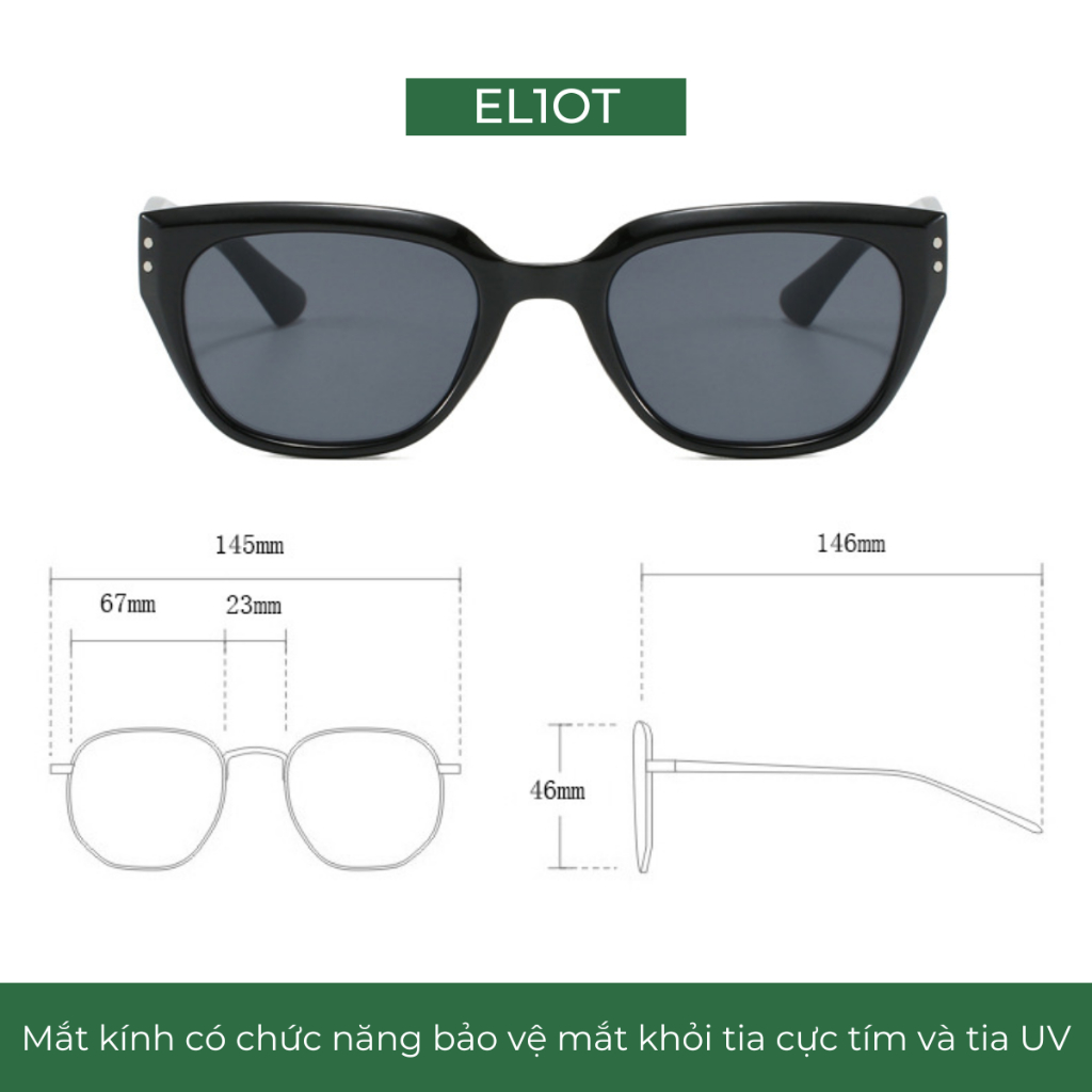 Kính râm mắt mèo ELIOT Eyewear kiểu dáng thời trang tròng kính chống tia UV400 phù hợp với cả nam và nữ 2350