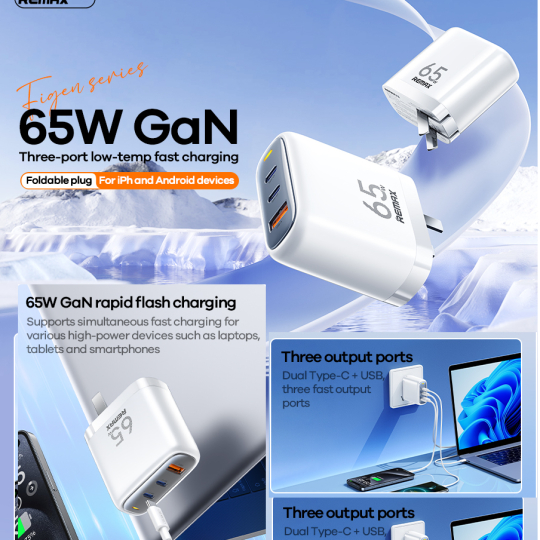 Cốc Sạc Nhanh 65W Remax RP-U60 và Cốc Sạc Nhanh 65W Remax RP-U125 (US ...