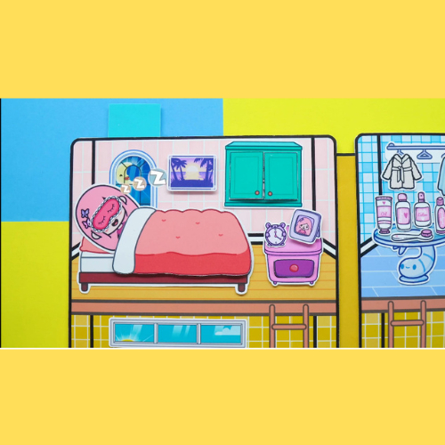 ĐỒ CHƠI NGÔI NHÀ BÚP BÊ GIẤY - Ngôi nhà của bé bộ quà tặng mô hình giấy Đồ Chơi - Squishy - Kuromi - Đồ chơi giấy cho bé