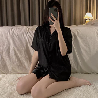Bộ ngủ pijama tay cộc quần đùi chất kate Thái