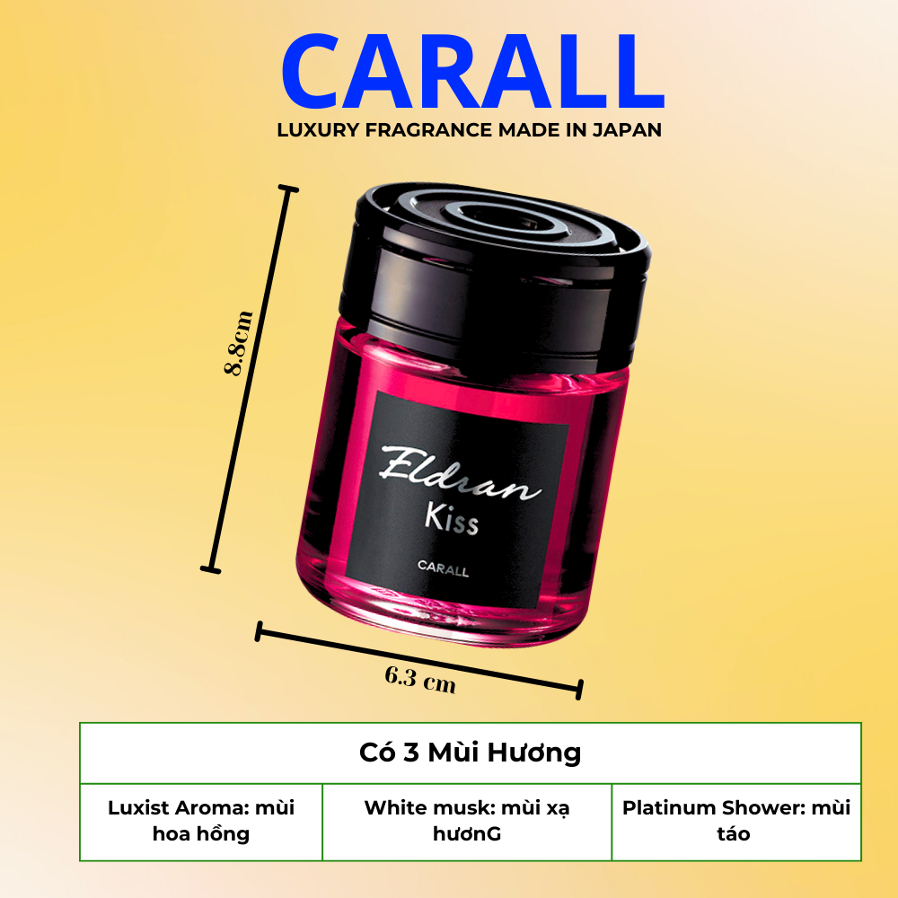 Sáp Thơm Ô Tô Cao Cấp Mùi Hoa Hồng/ Xạ Hương/ Táo- Eldran Kiss 105ml CARALL Made In Japan