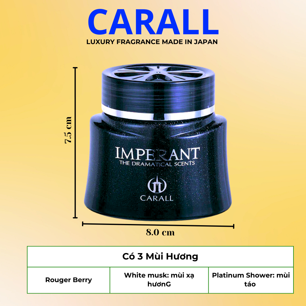 Nước Hoa Ô Tô CARALL - Nước Hoa Ô Tô Cao Cấp IMPERANT PlatinumShower/WhiteMusk/RogueBerry 130ml(GEL)