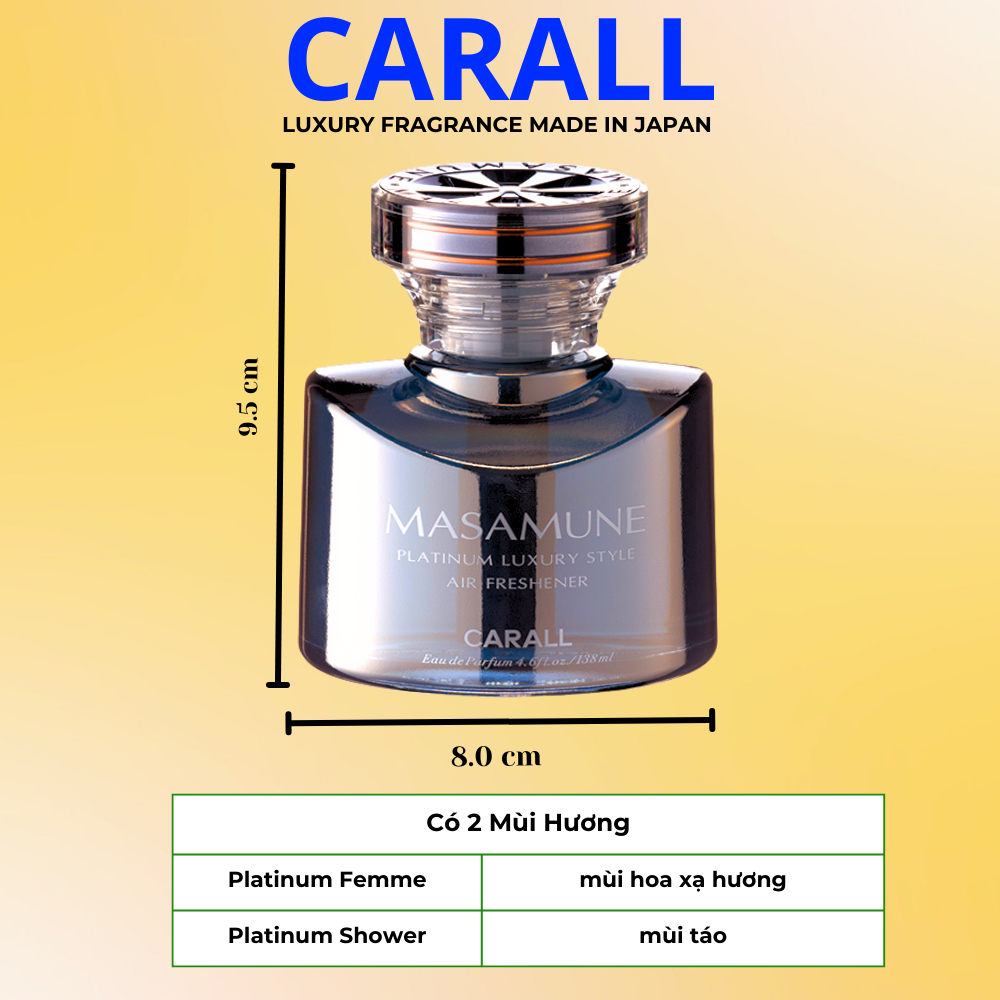 Nước Hoa Ô Tô CARALL - Nước Hoa Ô Tô Cao Cấp - Masamune Platinum Femme & Platinum Shower 138ml