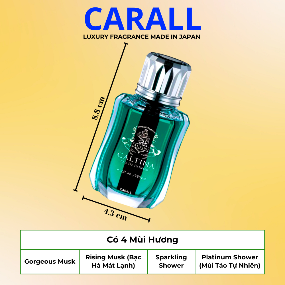 Nước Hoa Ô Tô Hương Bạc Hà Mát Lạnh/ Hoa Hồng/ Đại Dương CARALL-Caltina Royale 120ml