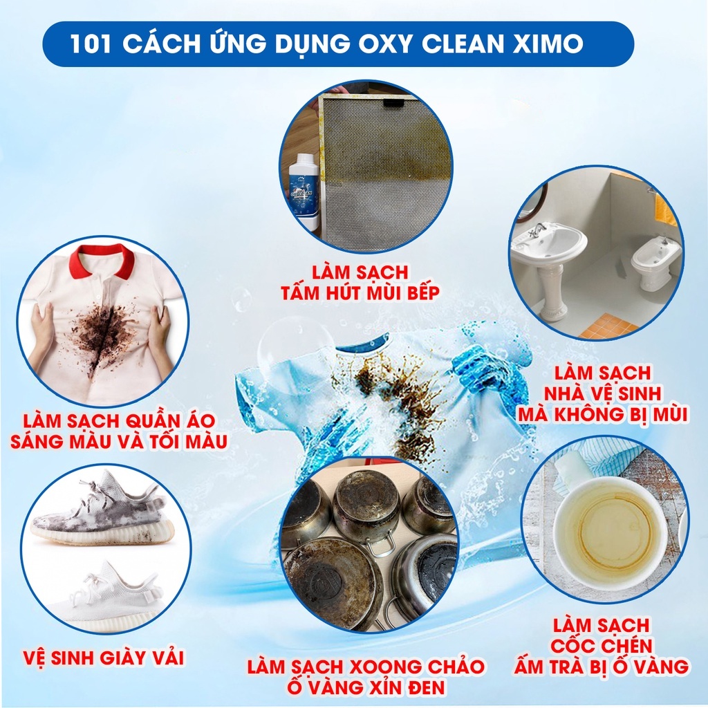 Bột tẩy vết bẩn đa năng Ximo giúp trắng quần áo, đồ gia dụng - sạch như mới 350g