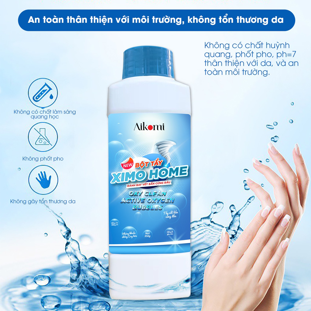 Bột tẩy vết bẩn đa năng Ximo giúp trắng quần áo, đồ gia dụng - sạch như mới 350g
